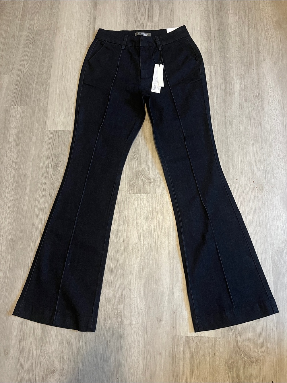 Black Flare Jeans with Front Seam - High-Rise Women's Wide Leg